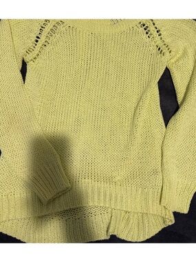 Zara Light Lime Open-Knit Crewneck Sweater